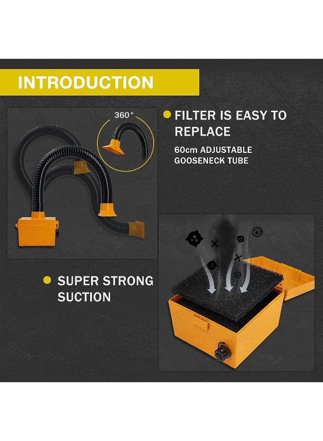 KOTTO Strong Suction Smoke Absorber for Soldering, Welding, 3D Printing - Extractor with Carbon or HEPA Filter [Updated, Hose Pre-Attached] - Image 5